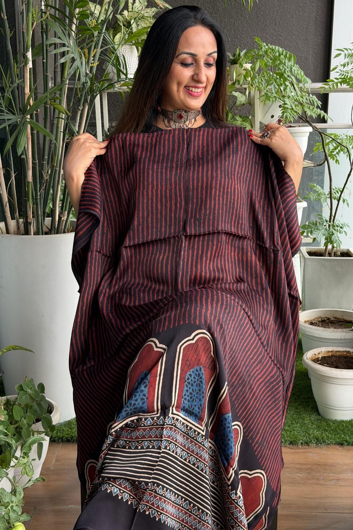 Ajrakh kurta fabric on pure modal !!