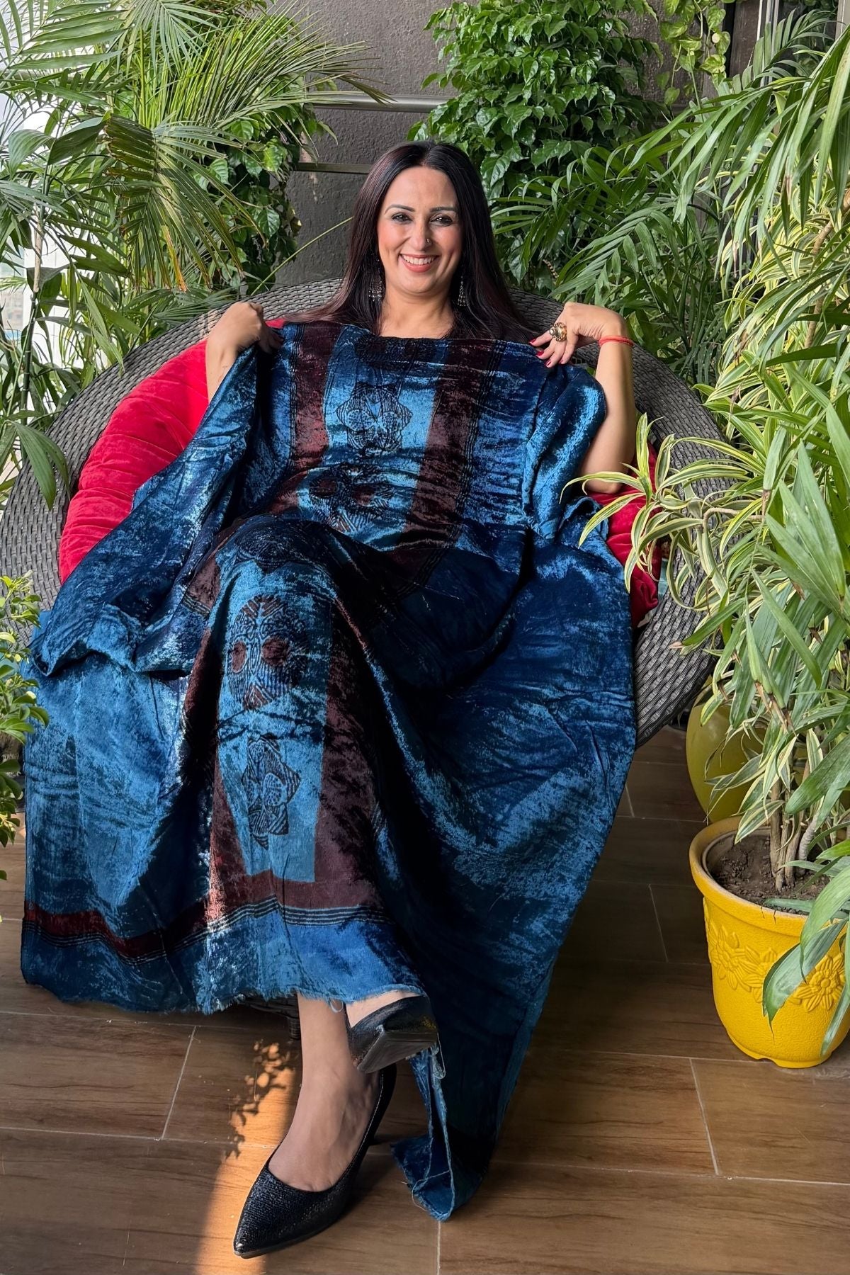 Handblocked Ajrakh kurta fabric only!!