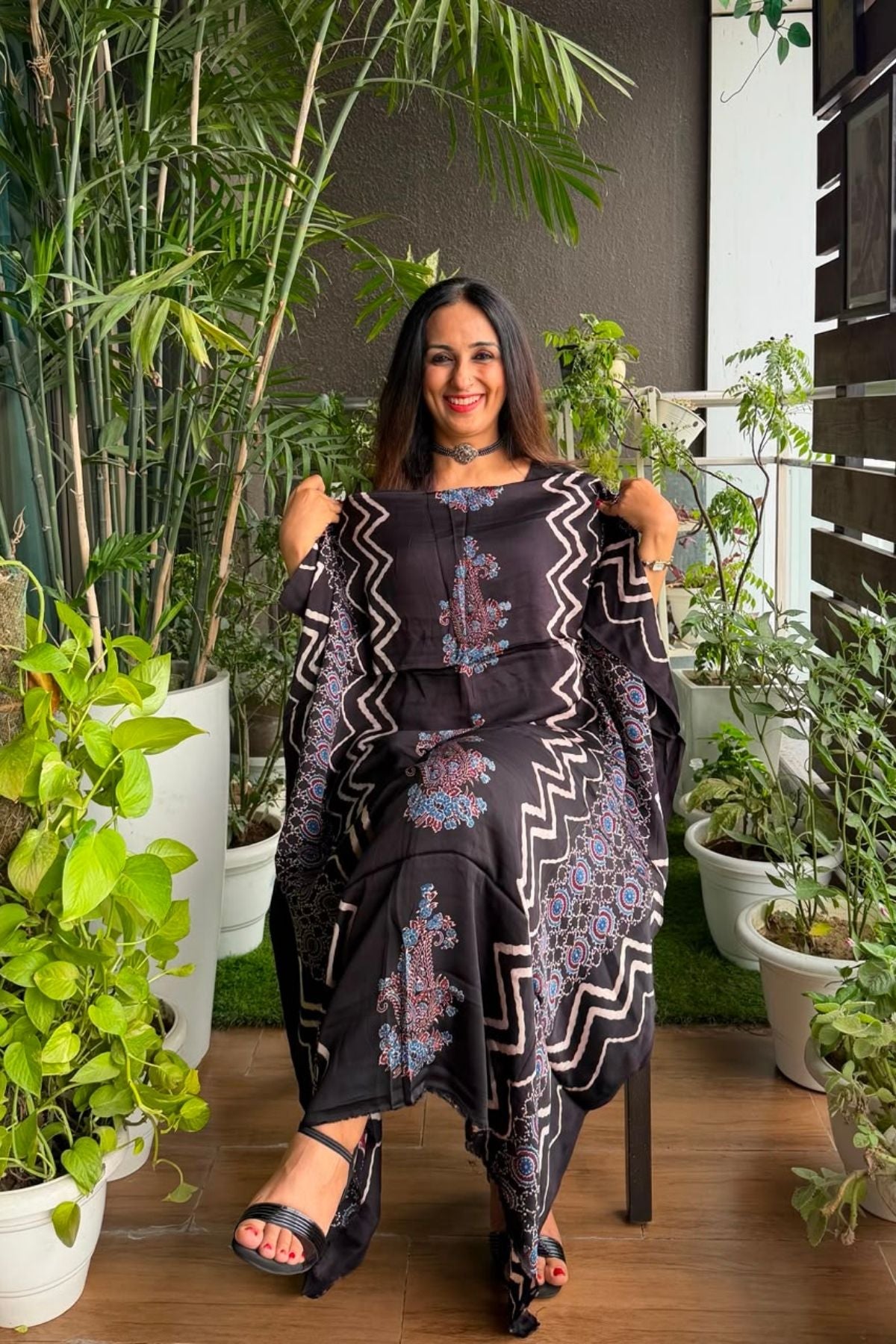 Ajrakh kurta fabric on pure modal !!