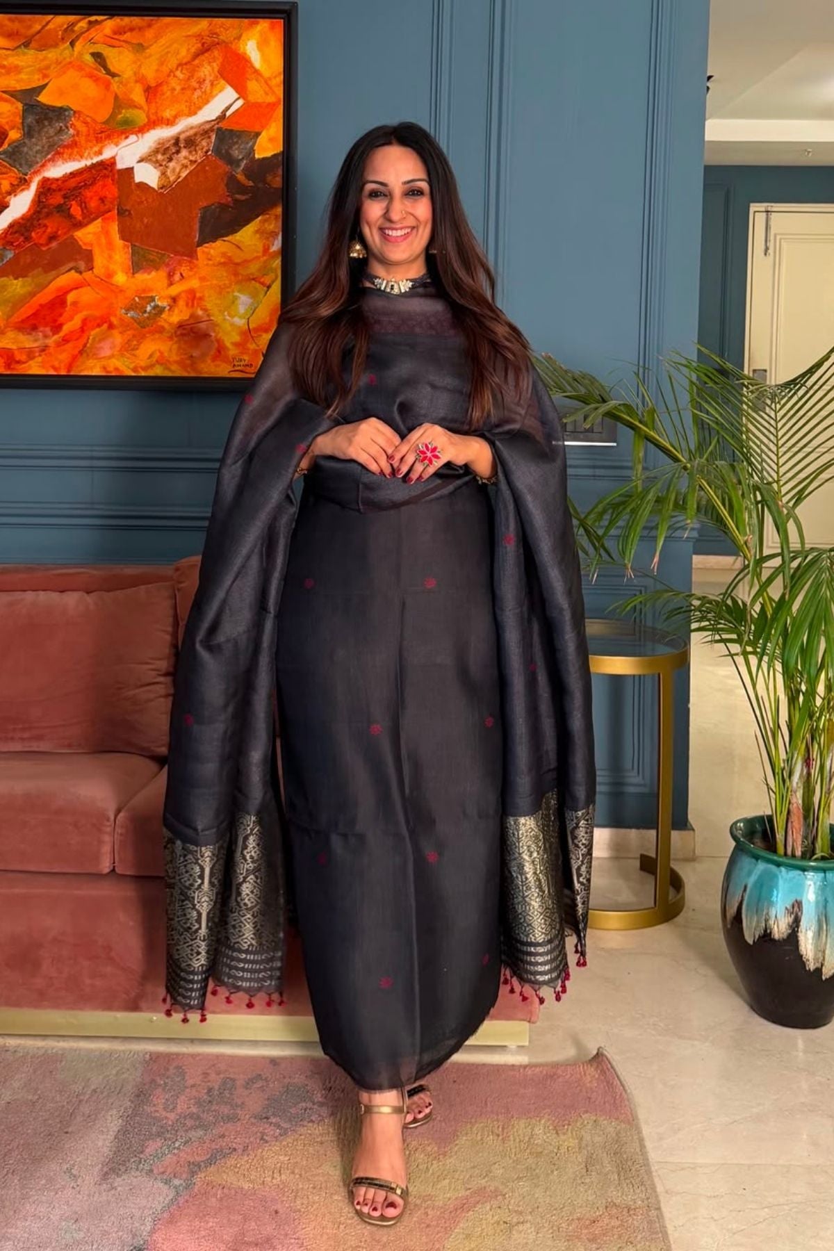 Tangail weave on Pure Tussar Silk -Kurta Dupatta set