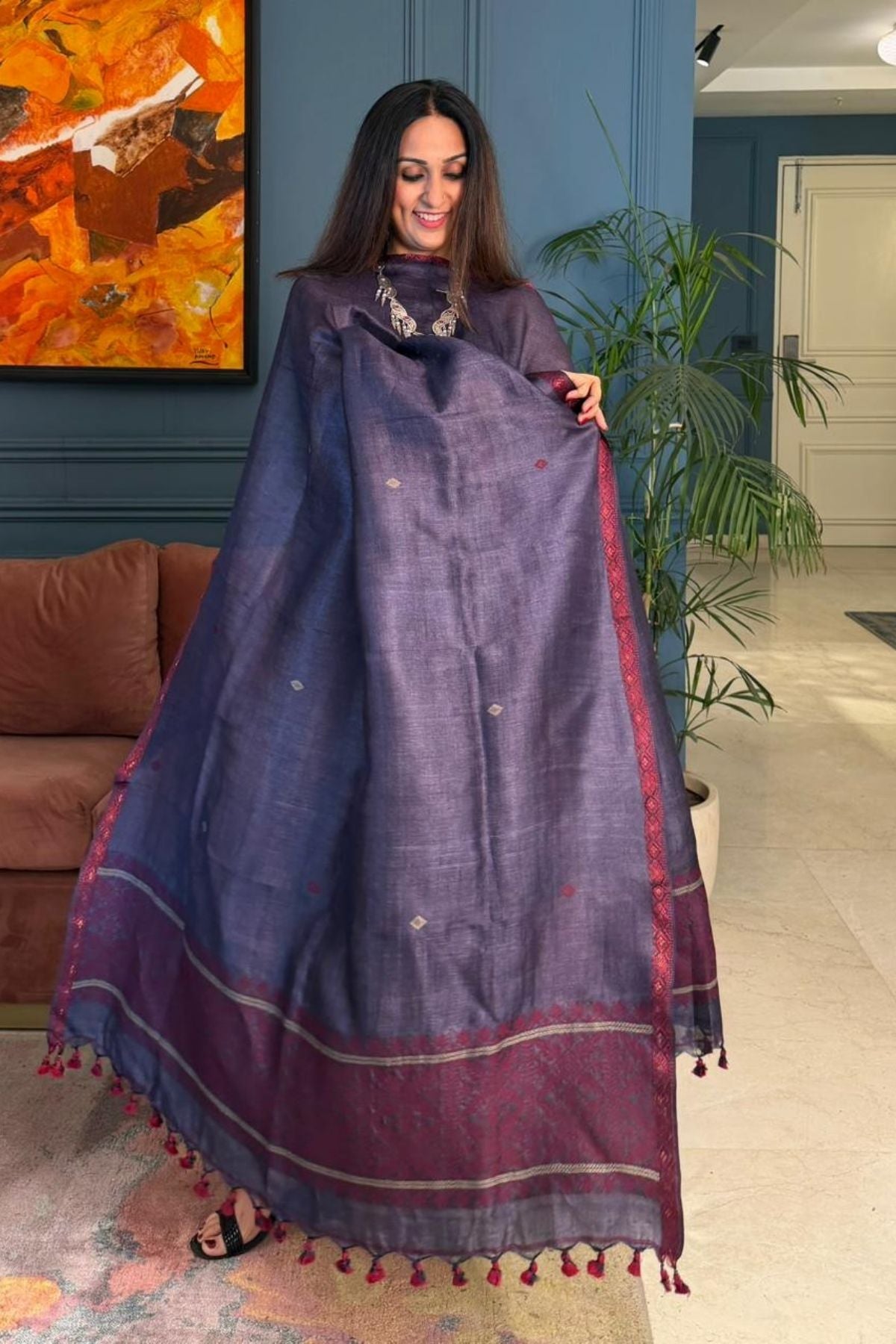 Tangail weave on Pure Tussar Silk -Kurta Dupatta set