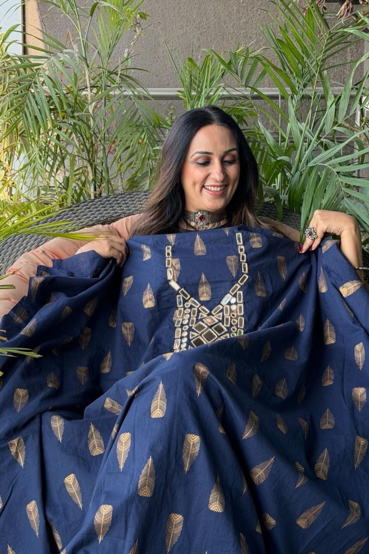 Pure Cotton Kutch mirror hand work kurta fabrics!!