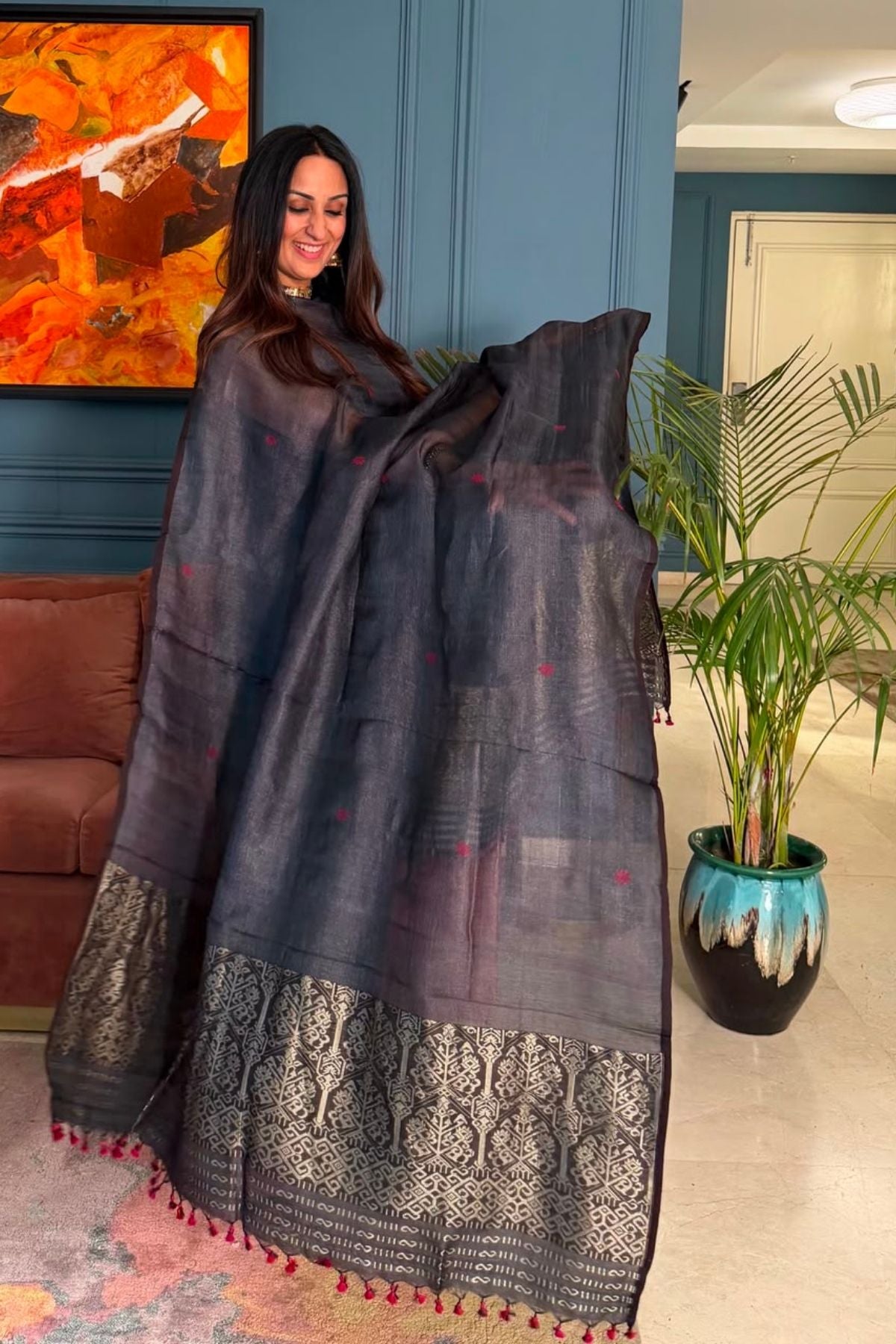 Tangail weave on Pure Tussar Silk -Kurta Dupatta set