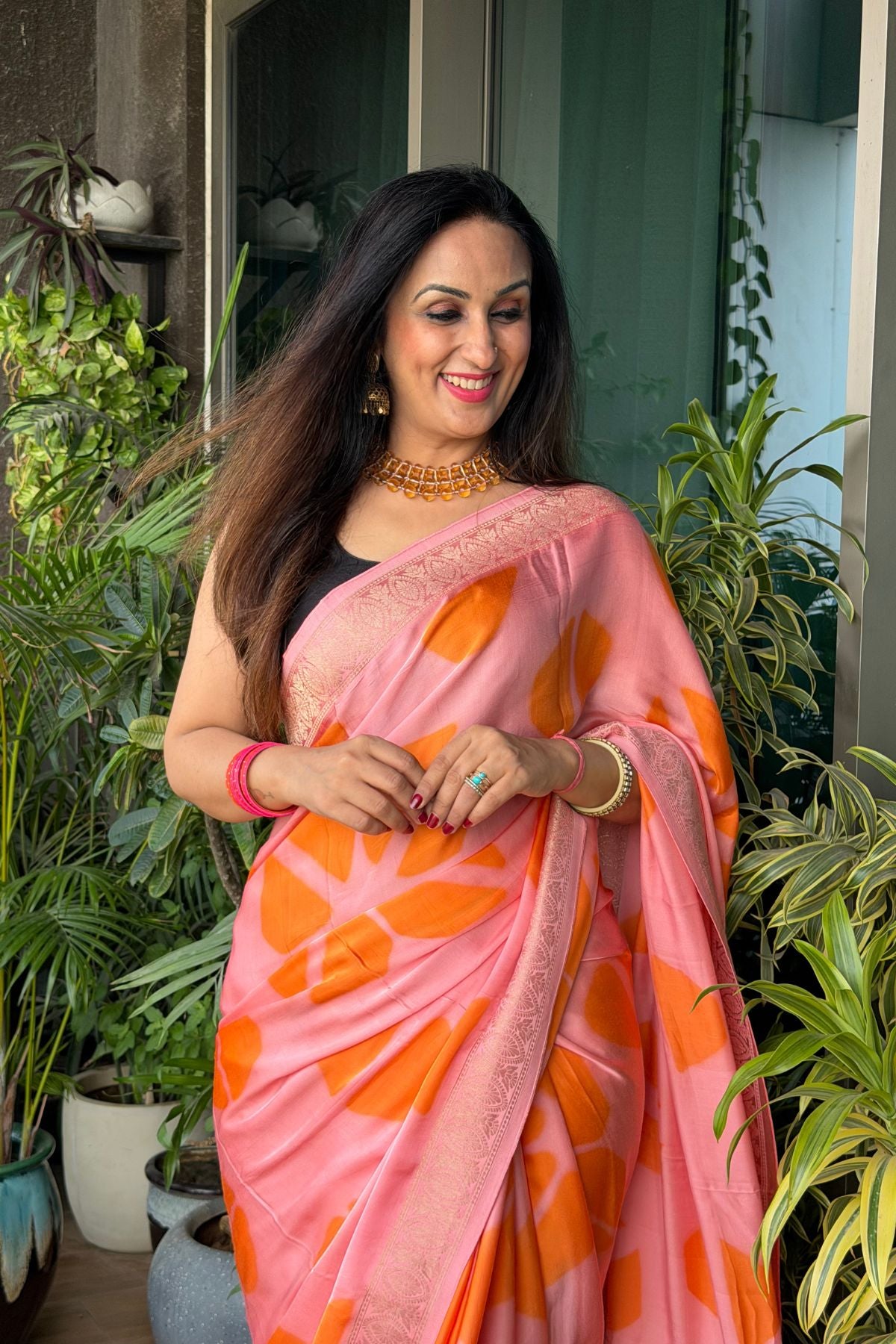 Handcrafted Clamp-dyed sarees in pure modal silk!!!