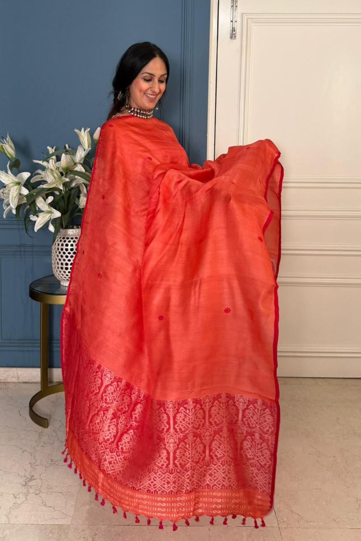 Tangail weave on Pure Tussar Silk -Kurta Dupatta set