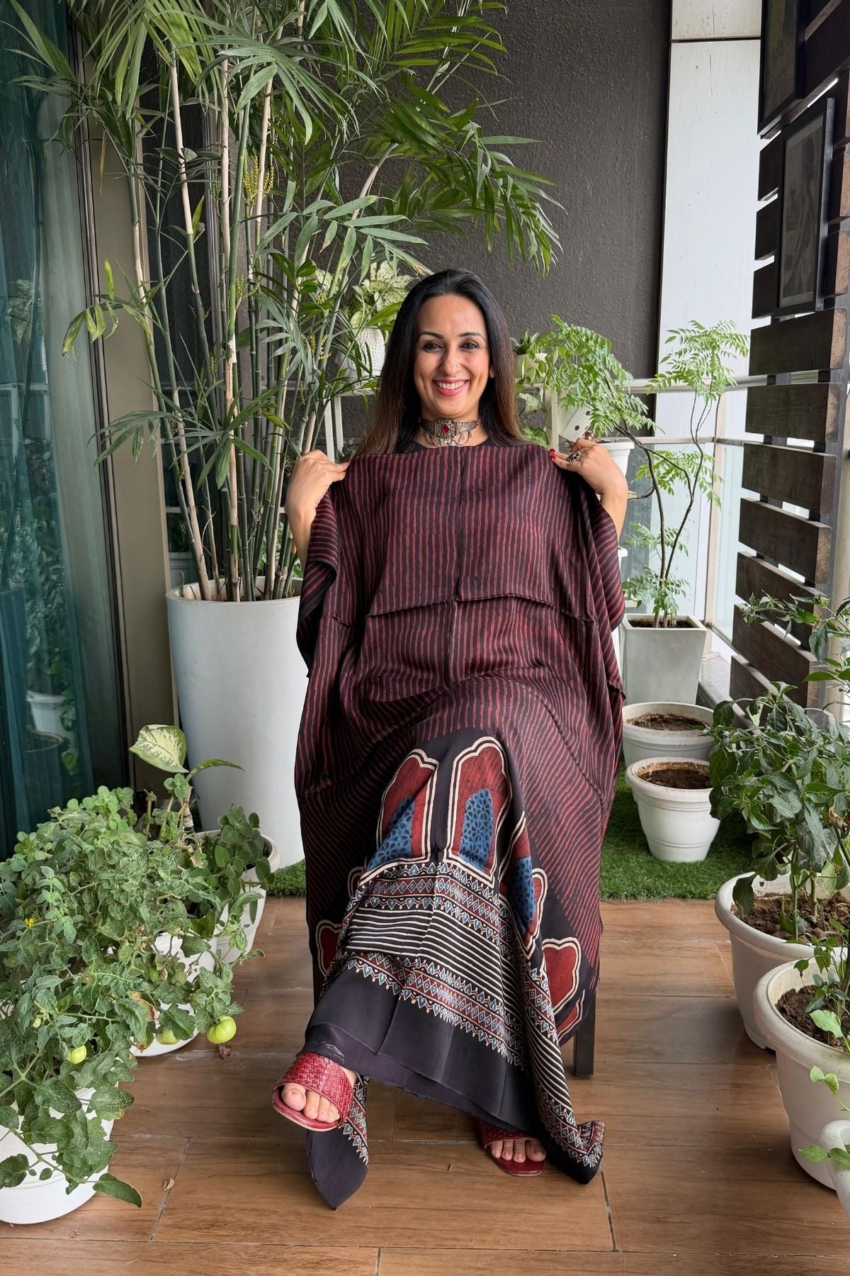 Ajrakh kurta fabric on pure modal !!