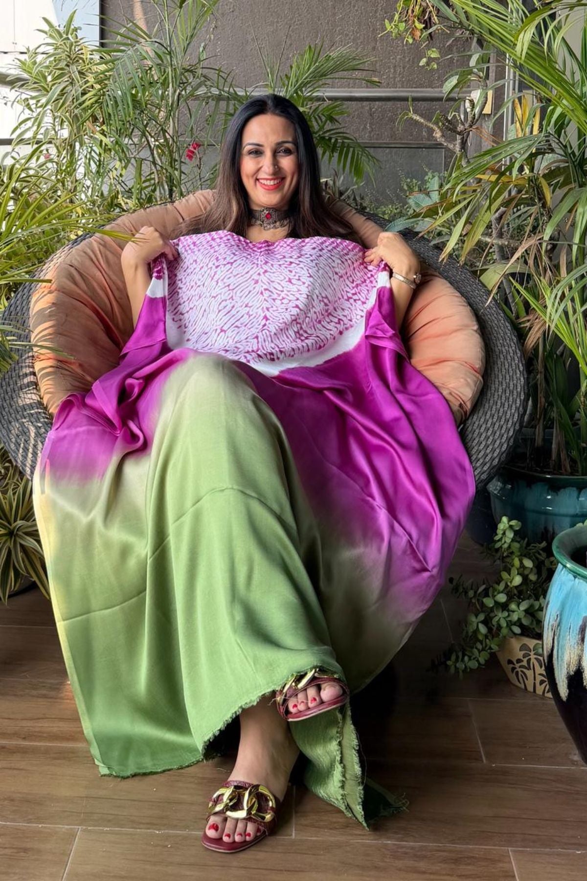 Handblocked Shibori shaded kurta on pure Modal