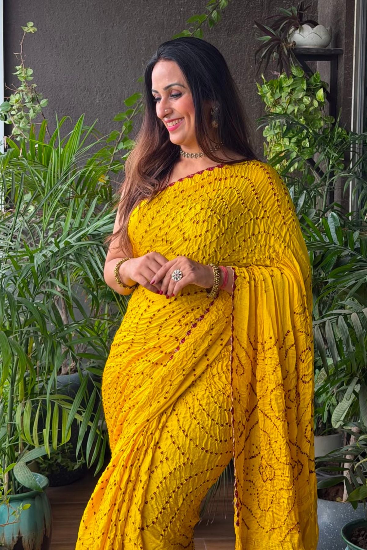 Handcrafted bandhani saree on pure modal!!!