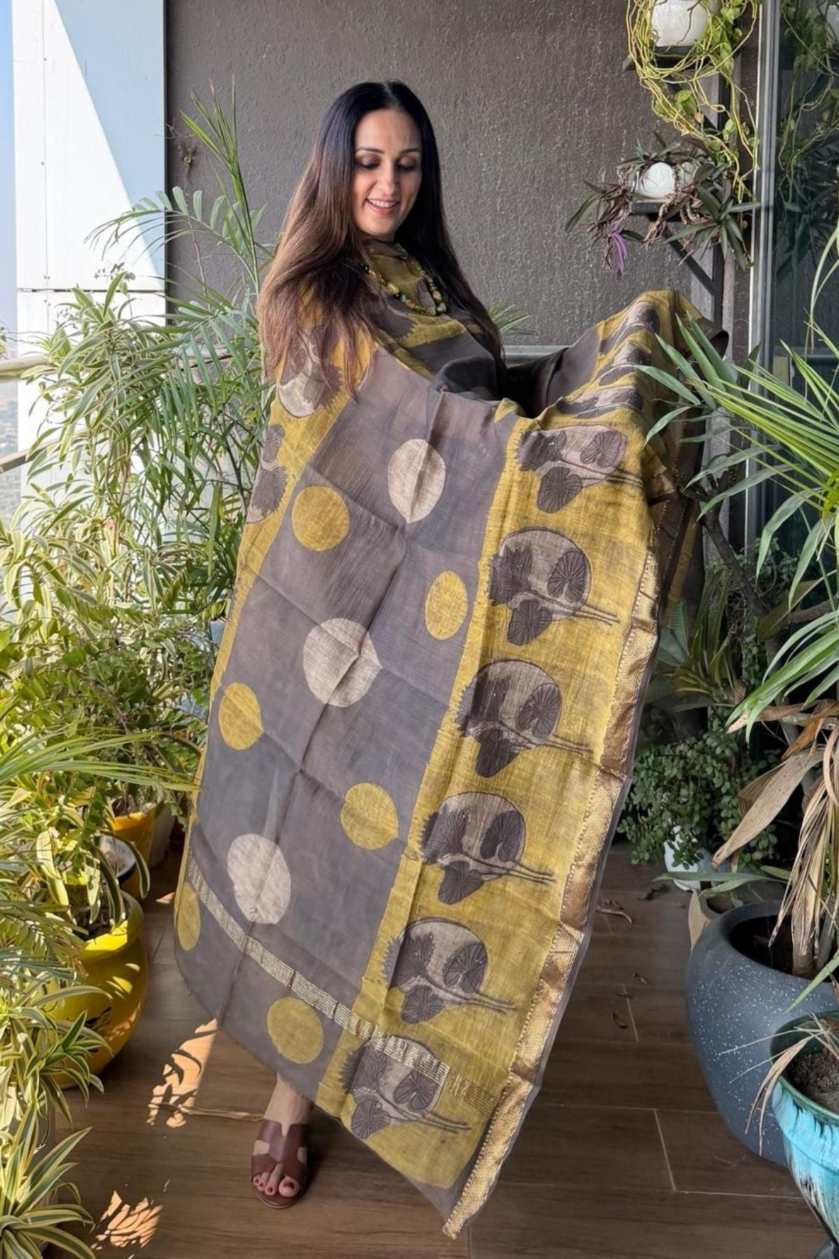 Handblocked with Pomegranate peel kurta dupatta sets in Maheshwari!!