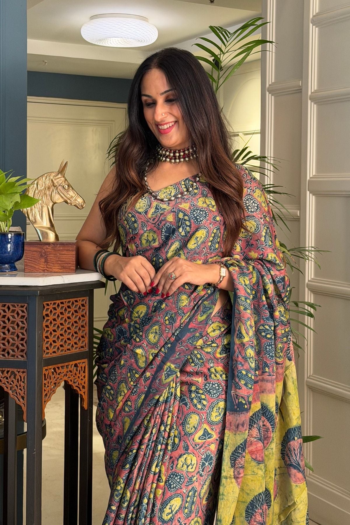 Pomegranate handcrafted pure tussar modal saree!!