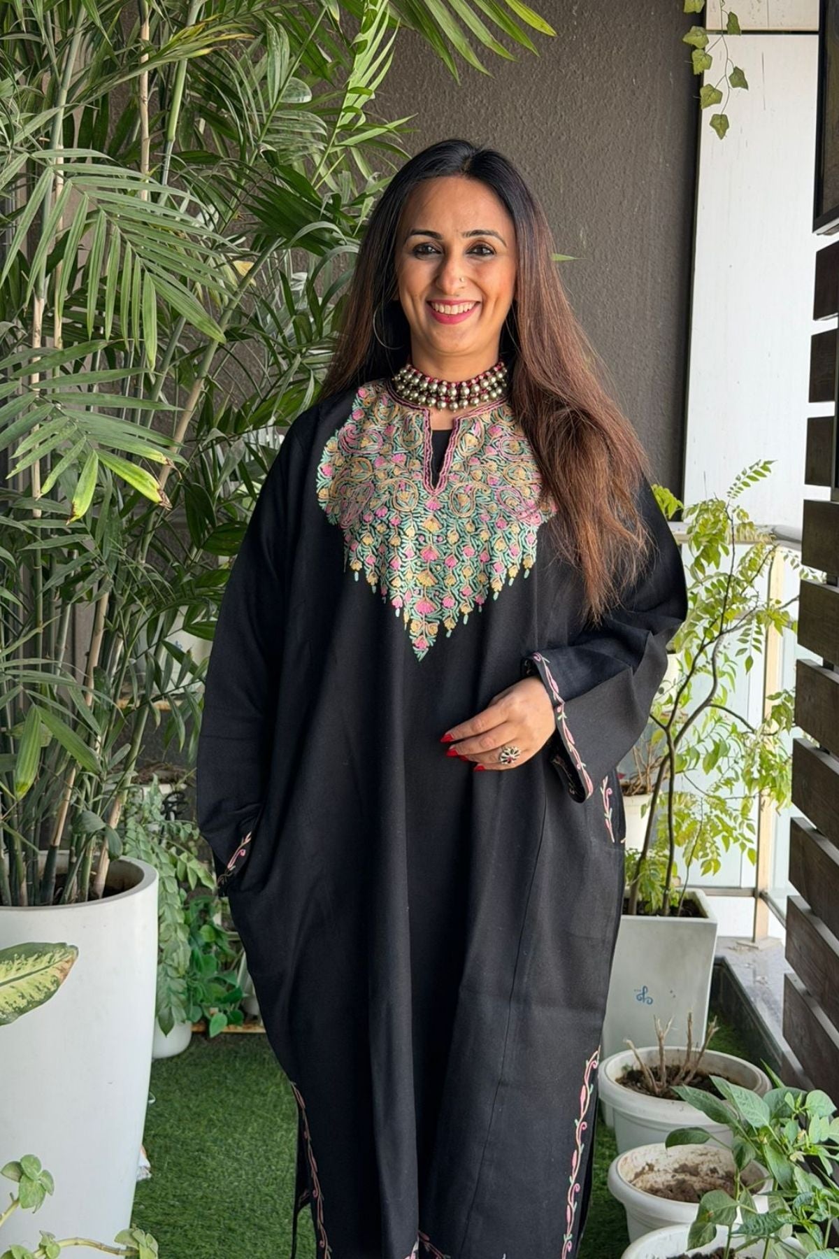 Woollen Kashmiri Phiran with Aari work