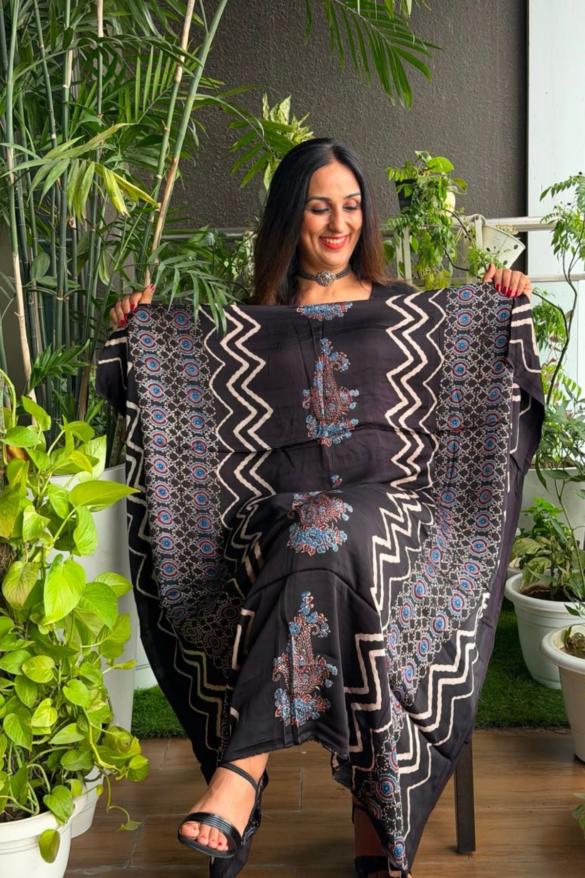 Ajrakh kurta fabric on pure modal !!