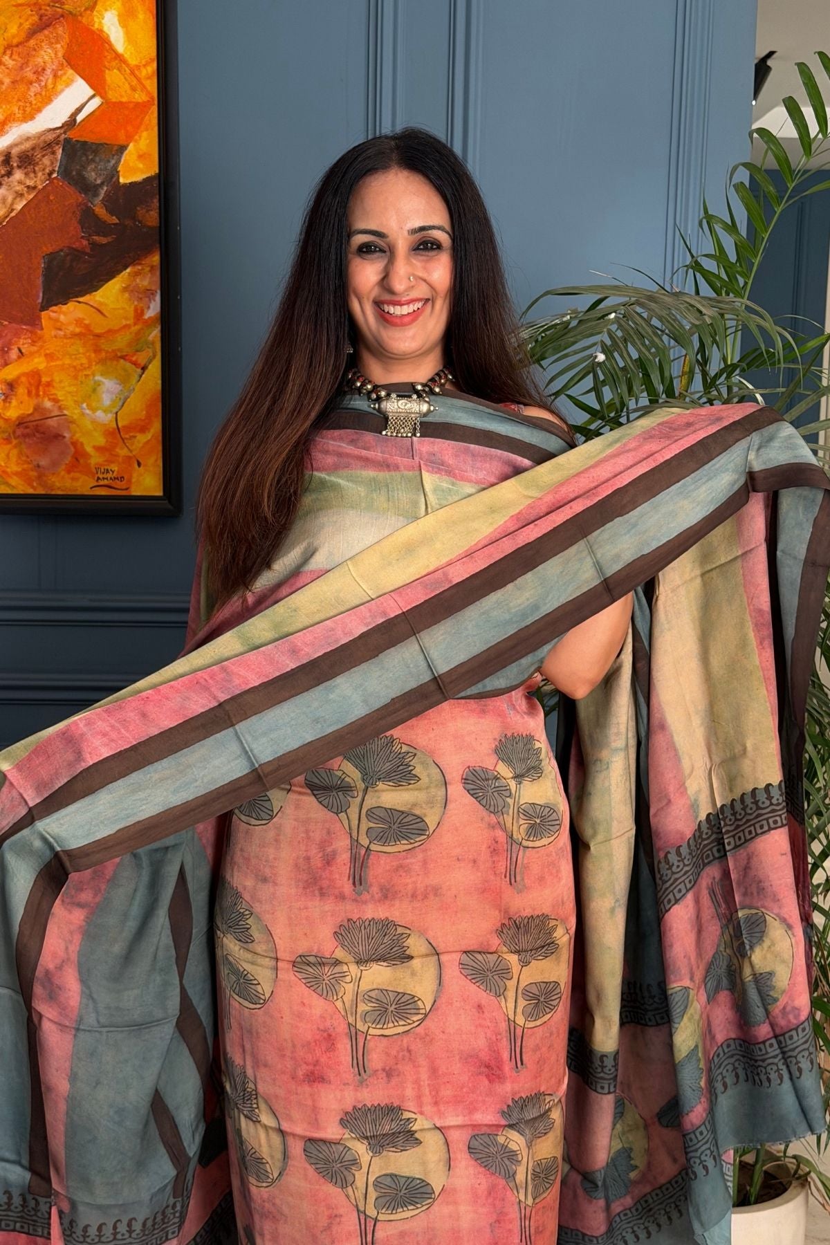 Pomegranate peel Handblock on Premium Modal fabric!!