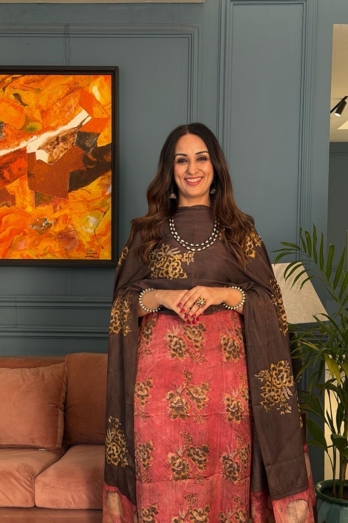 Pomegranate peel Handblock on Premium Modal fabric!!