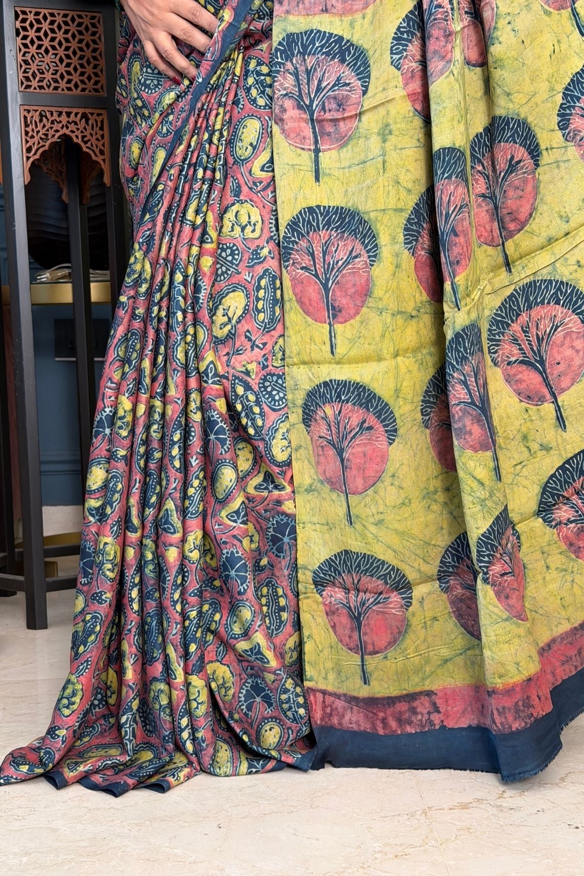 Pomegranate handcrafted pure tussar modal saree!!