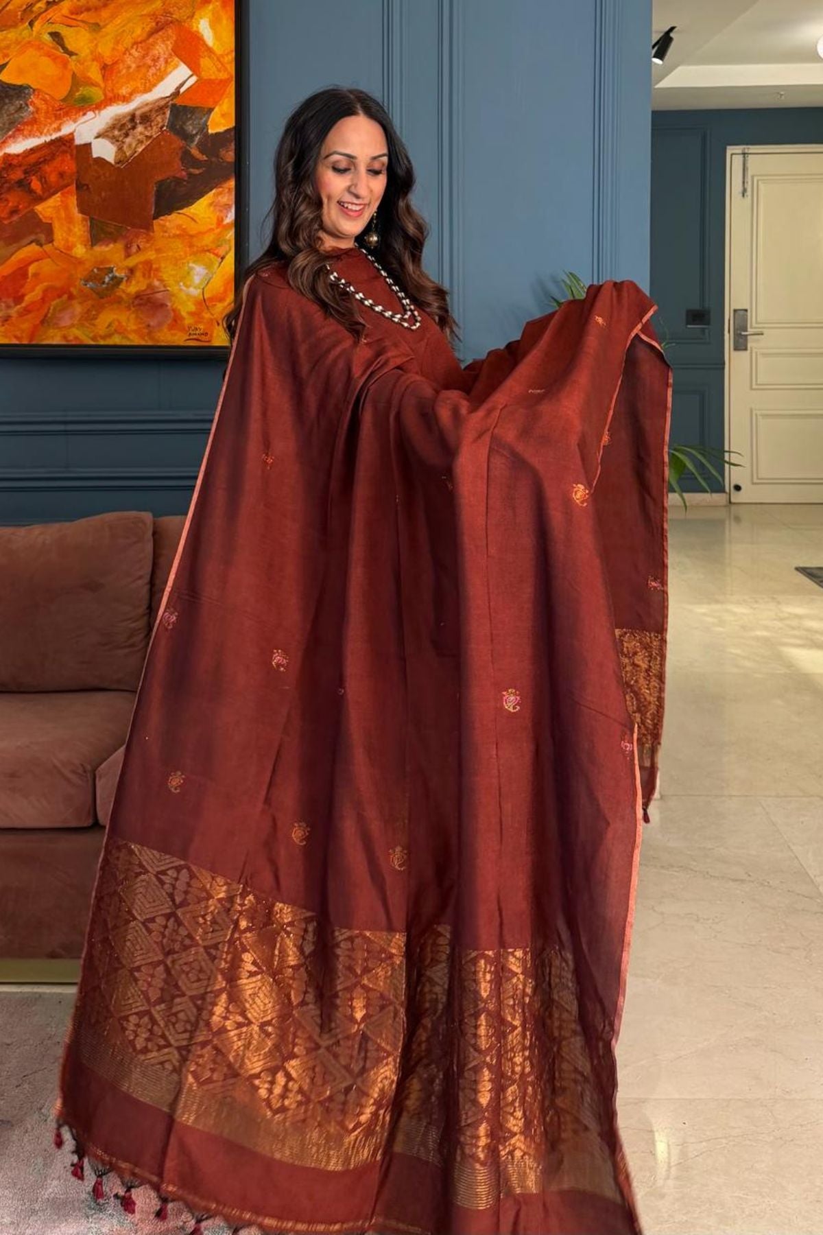 Premium Bangalore cotton with Banarasi weave kurta dupatta sets