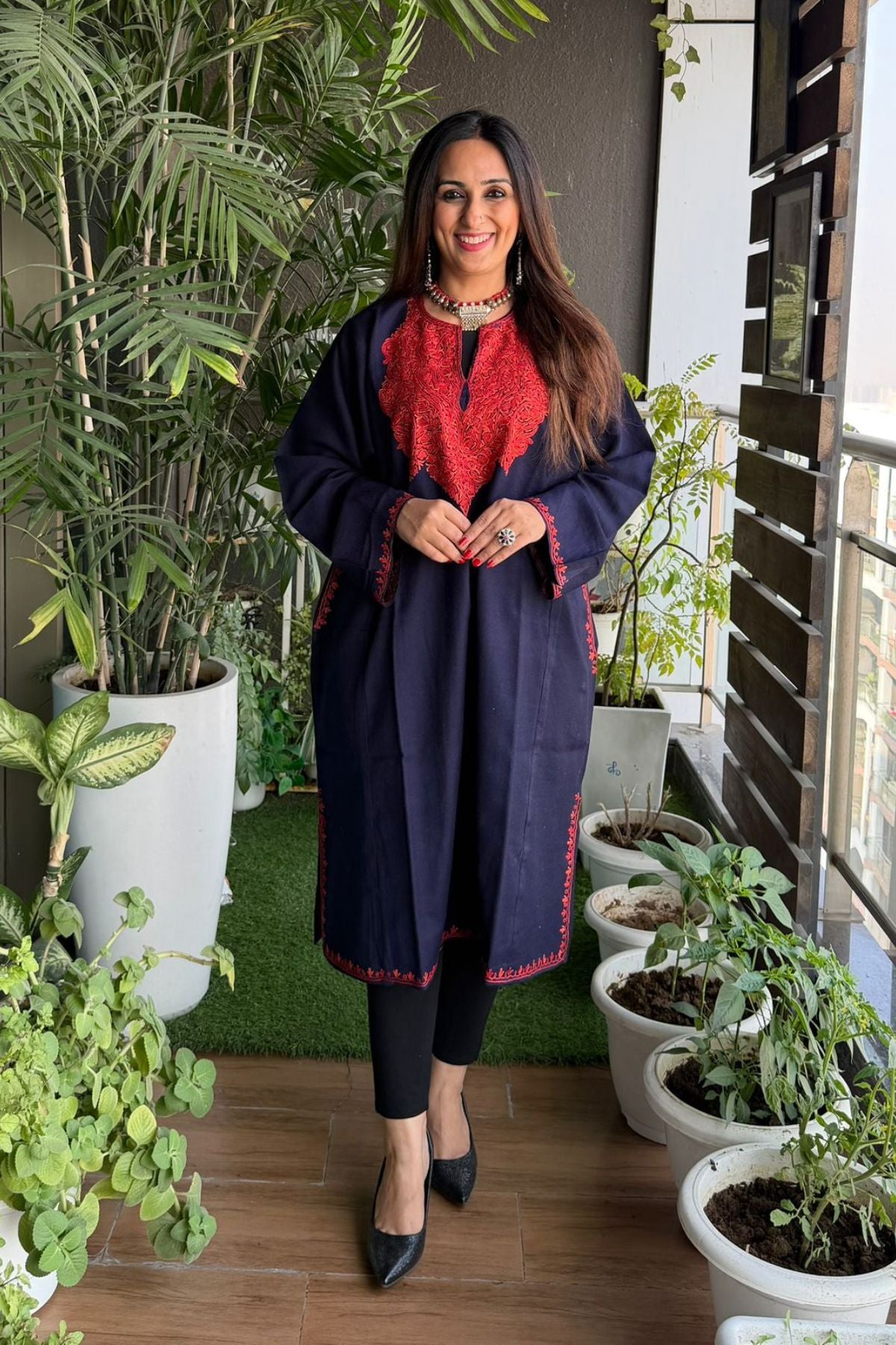 Woollen Kashmiri Phiran with Aari work