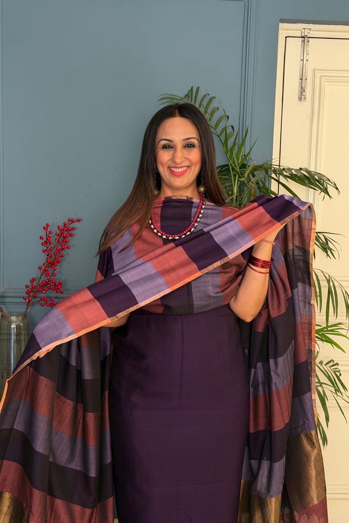 Maheshwari weave kurta dupatta set on cotton silk