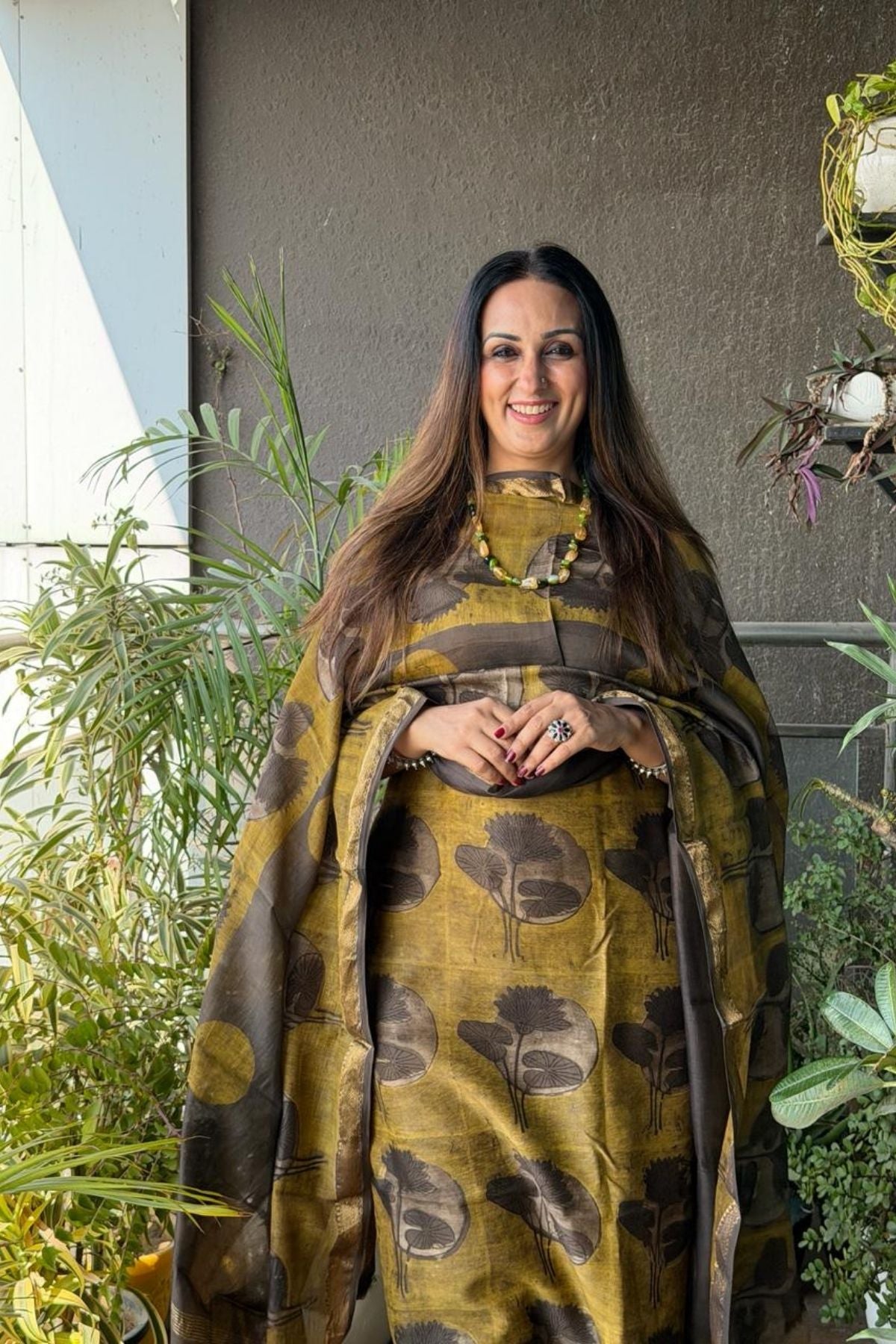 Handblocked with Pomegranate peel kurta dupatta sets in Maheshwari!!