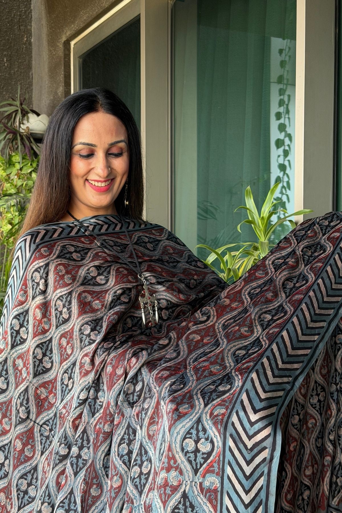 Ombré dyed modal kurta fabric with vegetable Handblock dyed dupatta!!