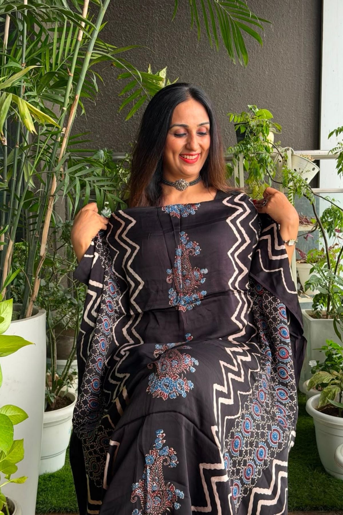 Ajrakh kurta fabric on pure modal !!