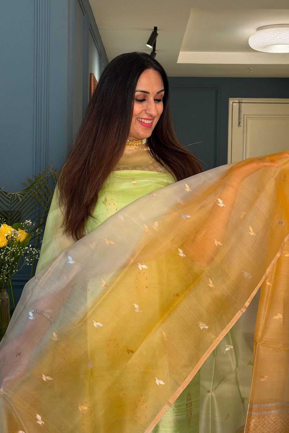 Banarasi weave on Pure Raw silk suit sets with pure organza dupatta!!!