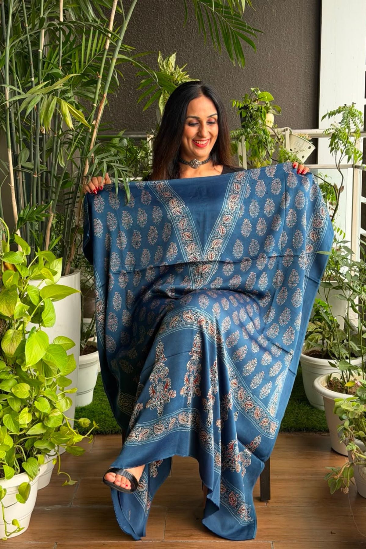 Ajrakh kurta fabric on pure modal !!