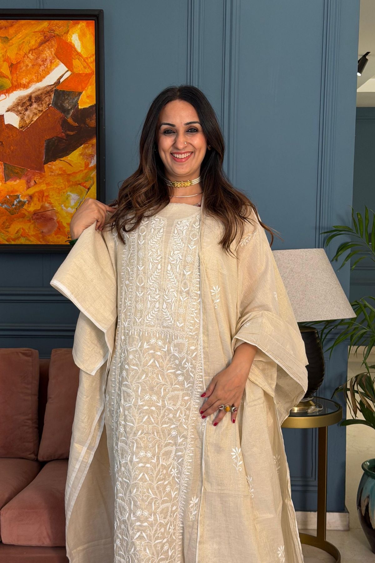 Chikankari suit sets on tissue Chanderi!!