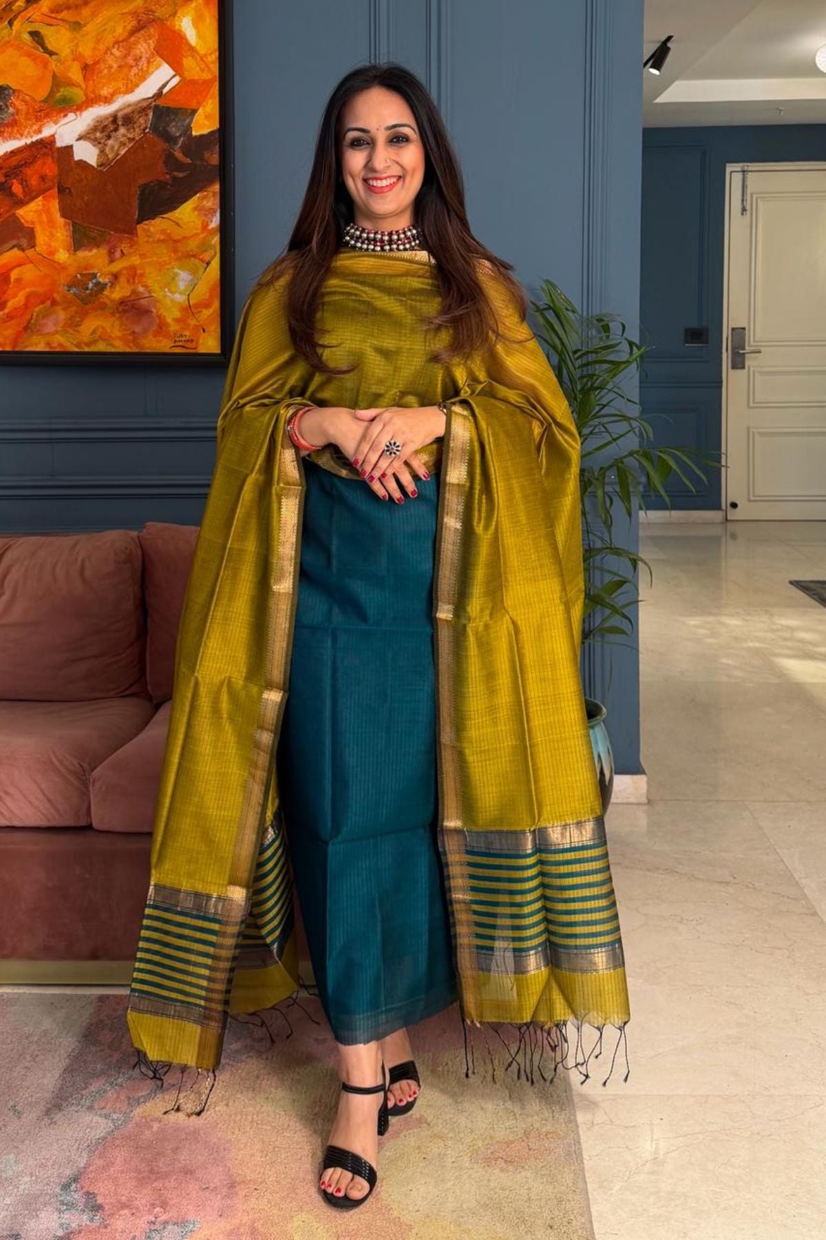 Summer special Maheshwari silk kurta dupatta set!!