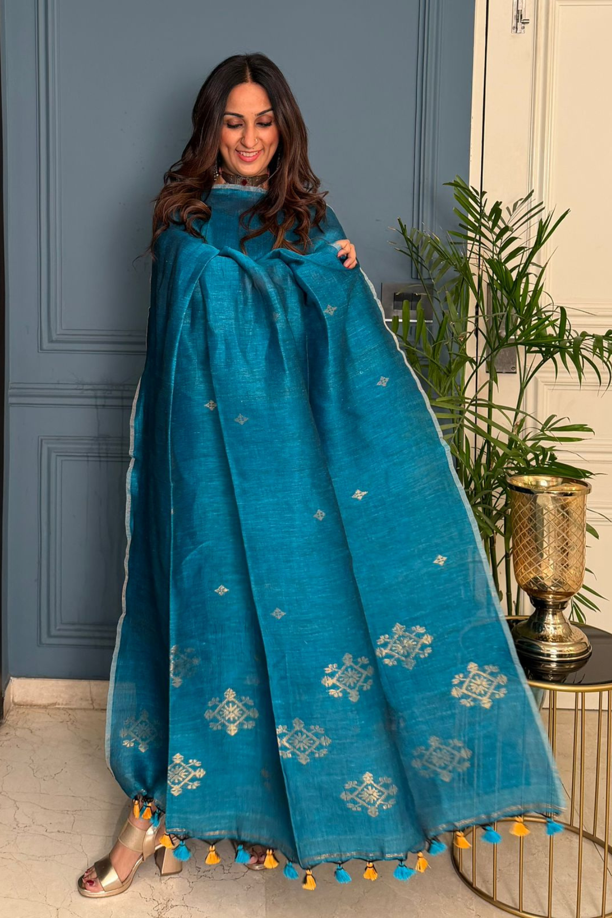 Jayshree cotton linen kurta dupatta set