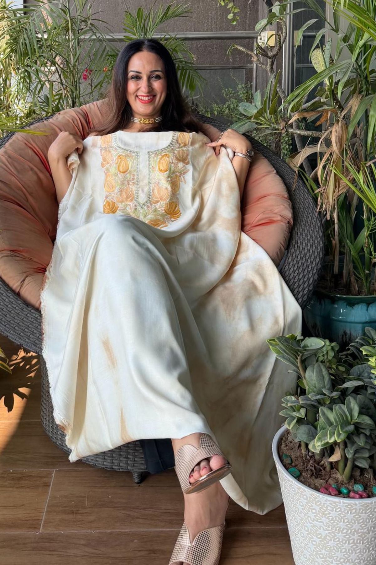 Pure muslin kurta fabric with Kashmiri work