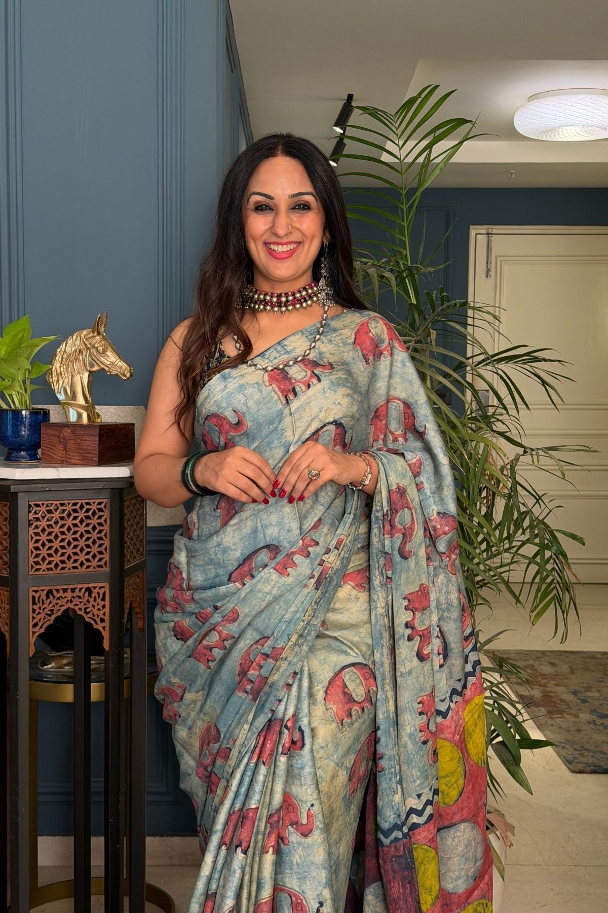 Pomegranate handcrafted pure tussar modal saree!!
