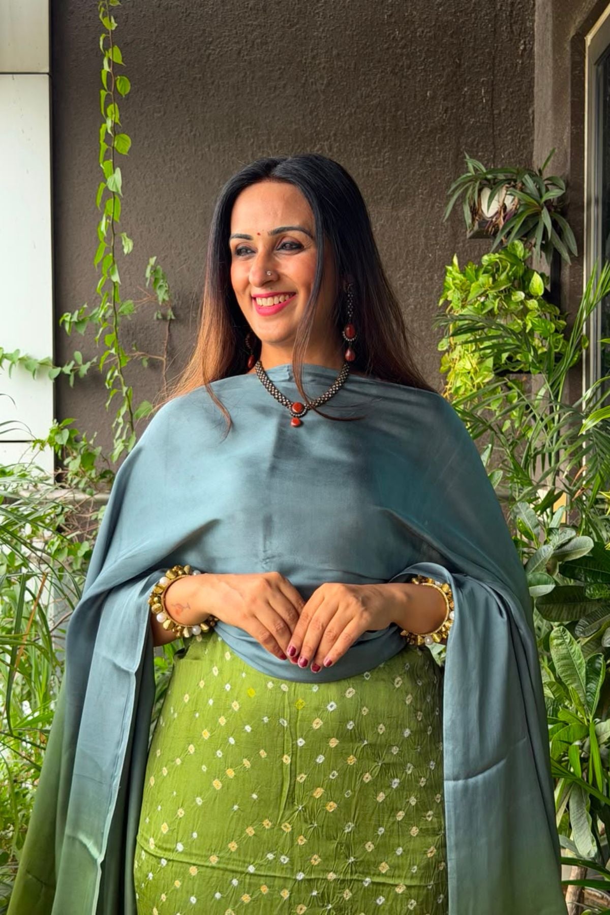 Handcrafted Bandhani ombré kurta dupatta set on pure modal!!