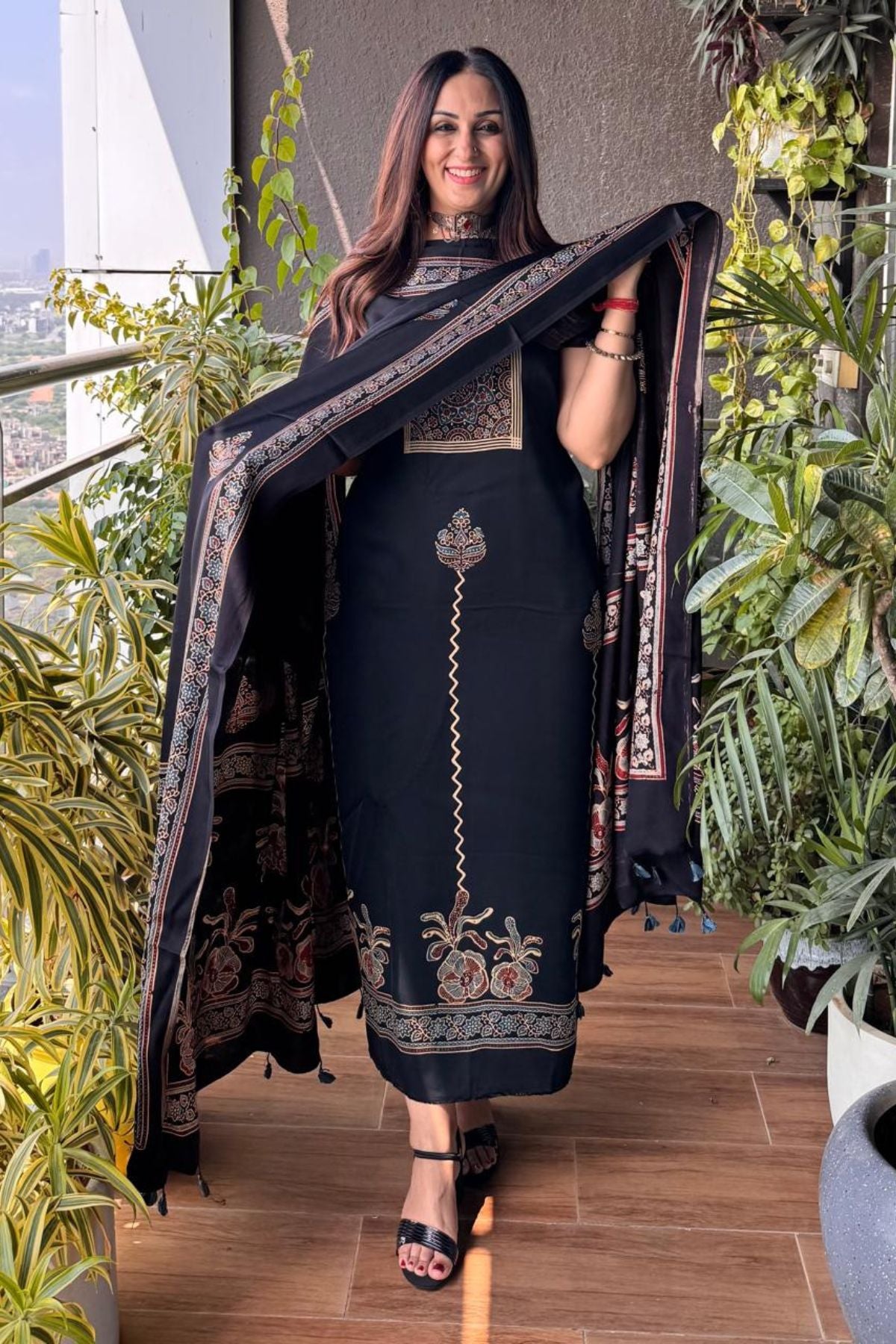 Ajrakh Modal Kurta Dupatta Set