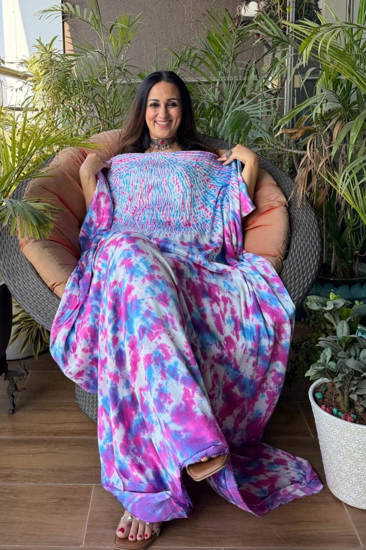 Shibori work with spray dyeing on pure modal!!