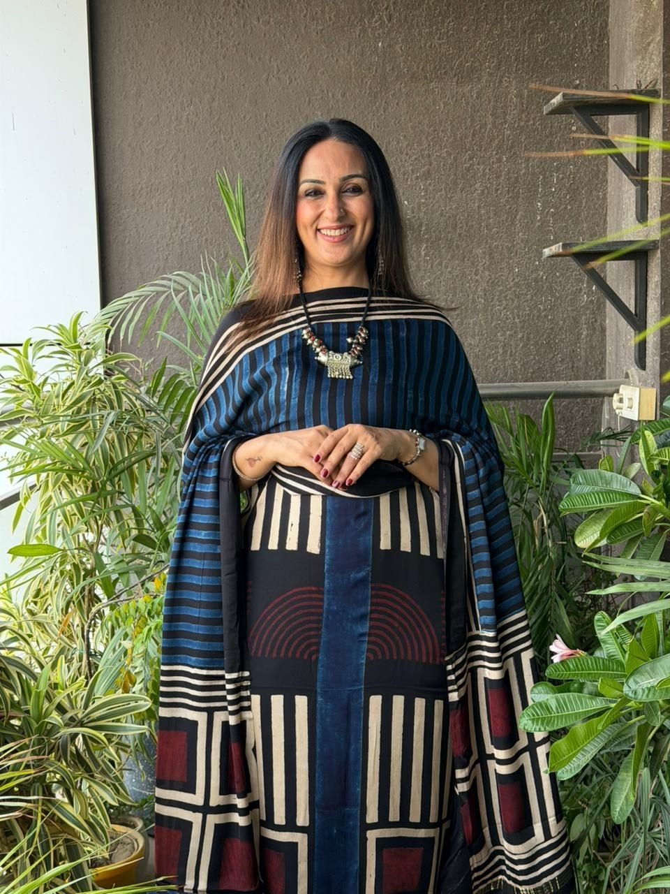 Handblocked Ajrakh full sets in modal with Lagdi patta on dupatta!!
