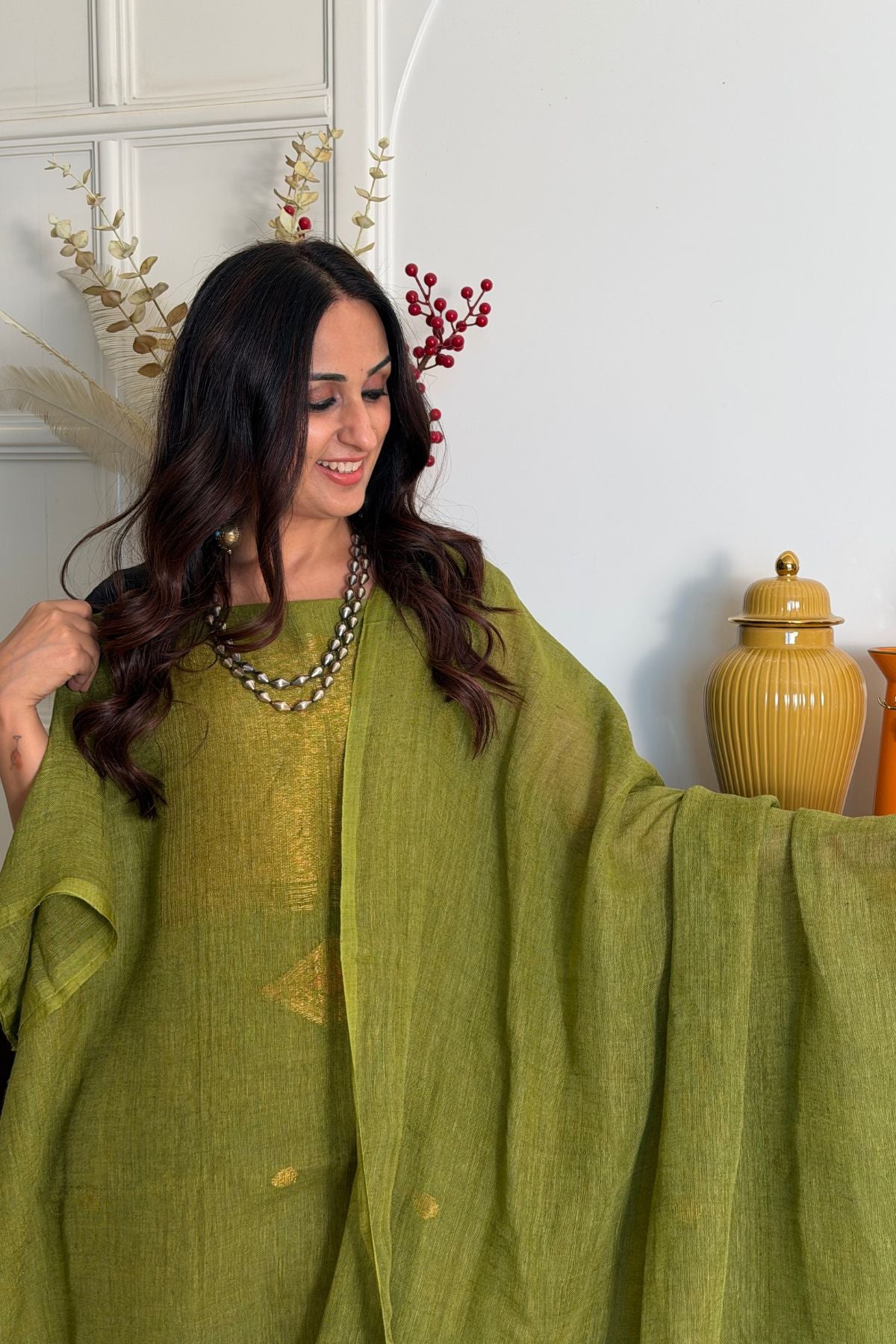 Jamdani Handwoven linen by linen sets!!