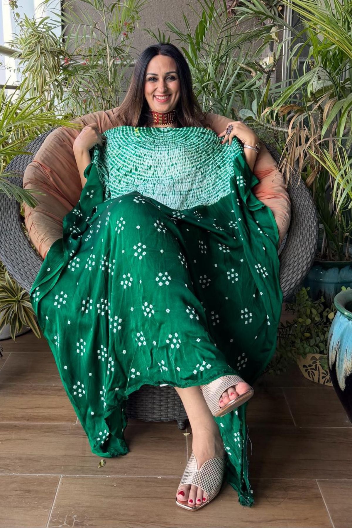 Shibori & Bandhani Kurta on pure modal satin!!