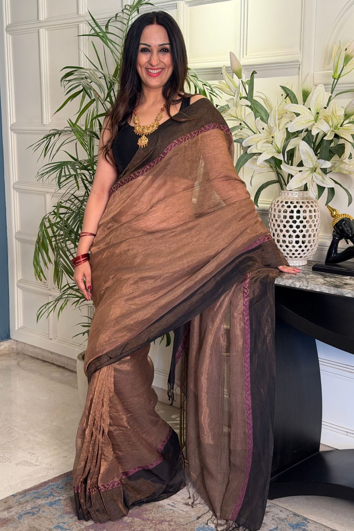 Handwoven antique zari tissue Saree with intricate embroidery!!