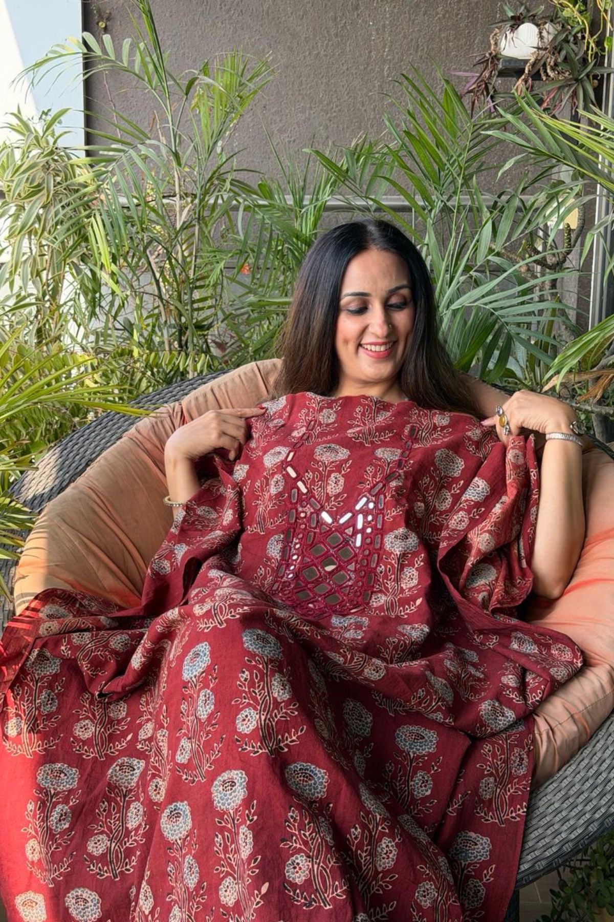 Pure Cotton Kutch mirror hand work kurta fabrics!!