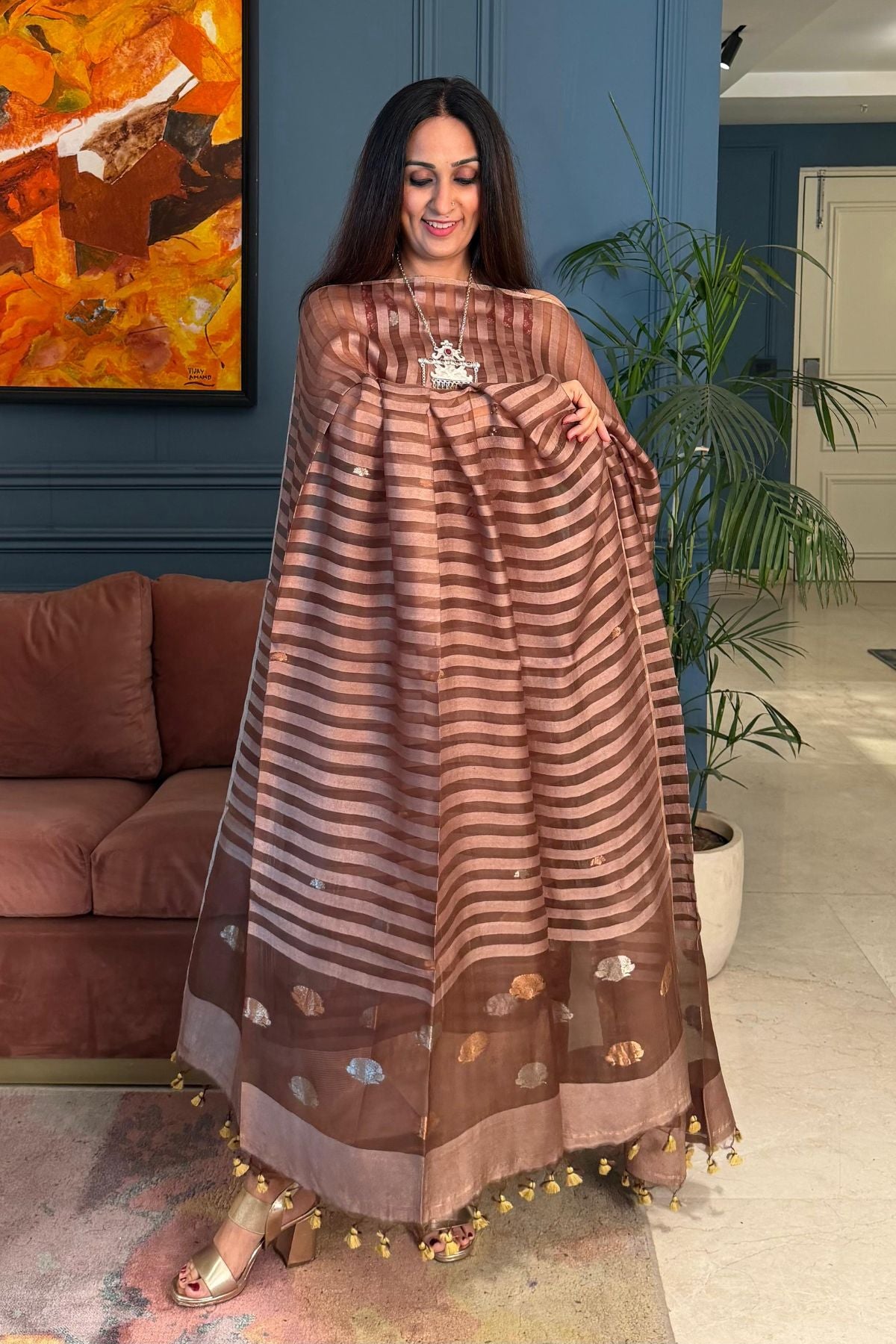 Pure Muslin Bangalore Silk kurta dupatta set with Jamdani work!!