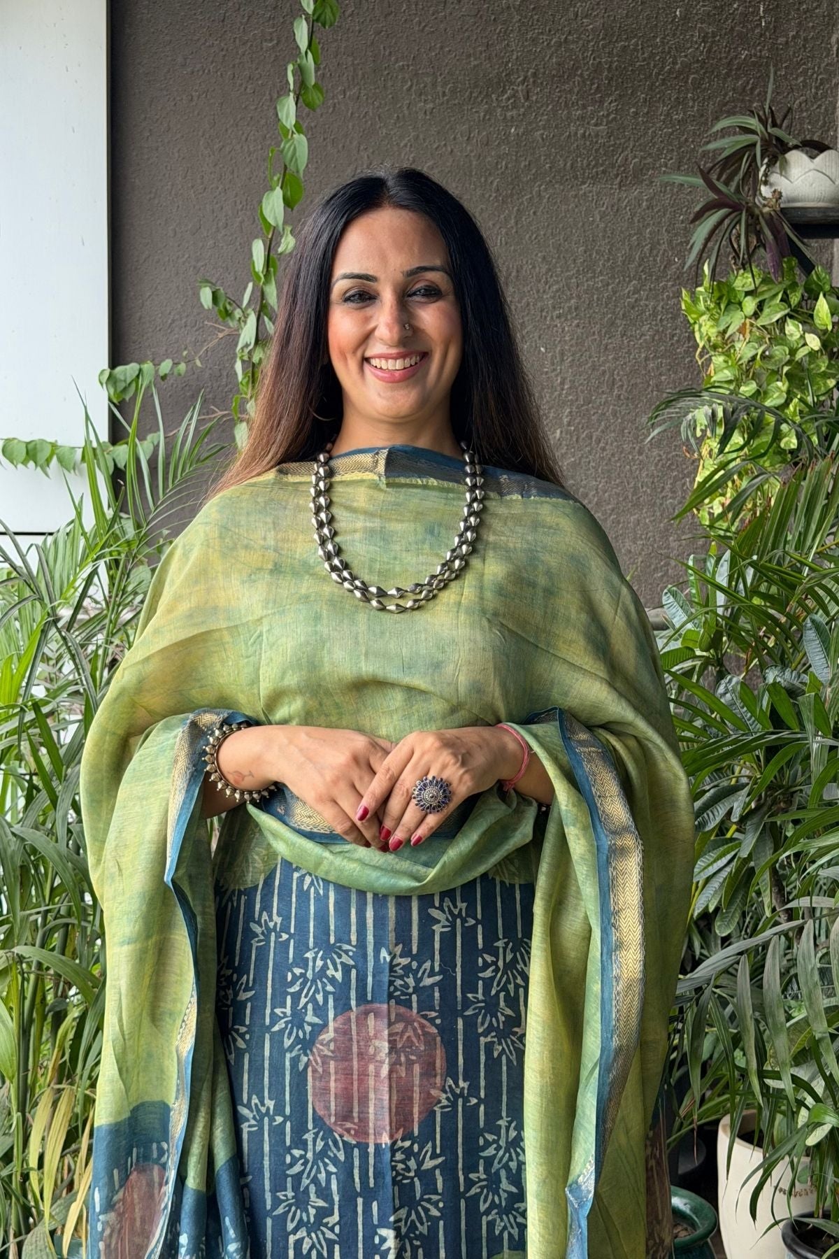 Handblocked with Pomegranate peel kurta dupatta sets in Maheshwari!!
