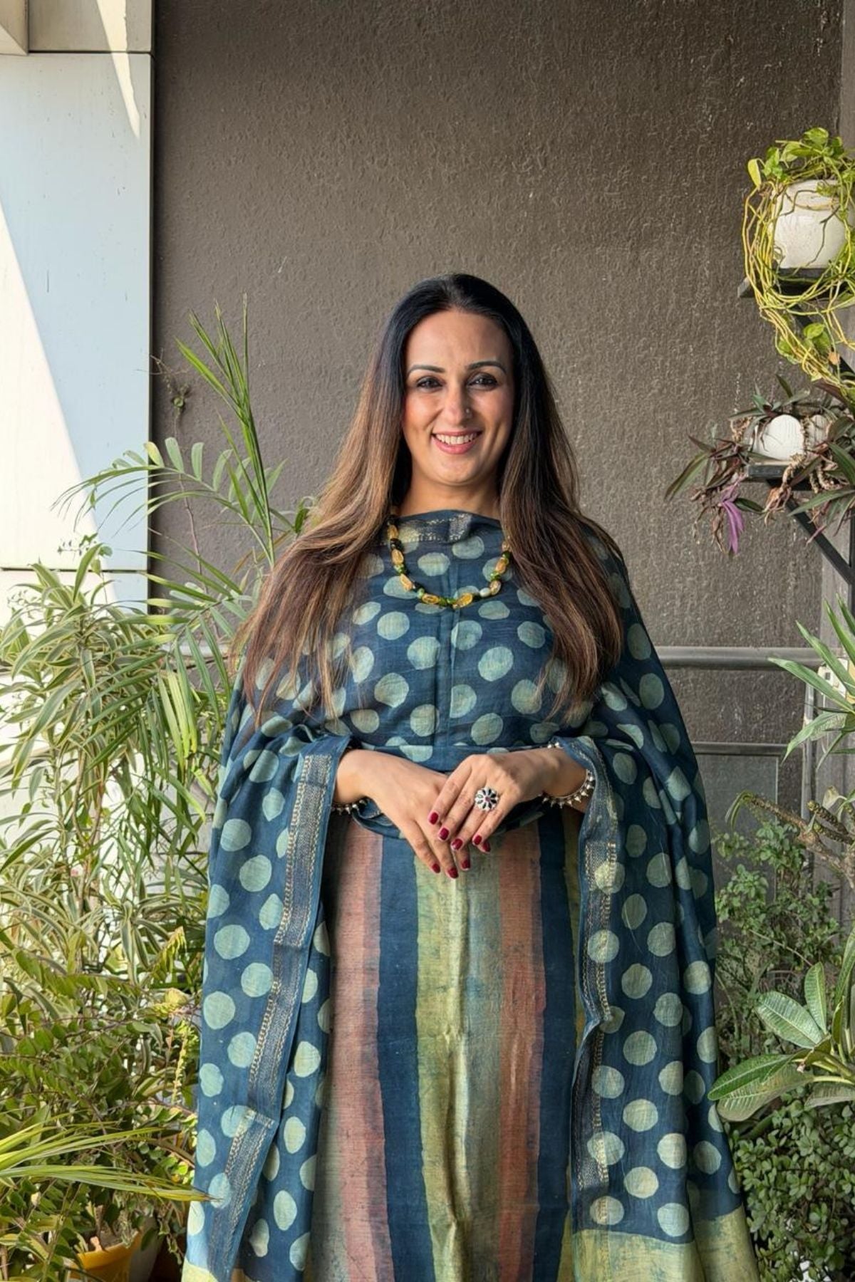 Handblocked with Pomegranate peel kurta dupatta sets in Maheshwari!!