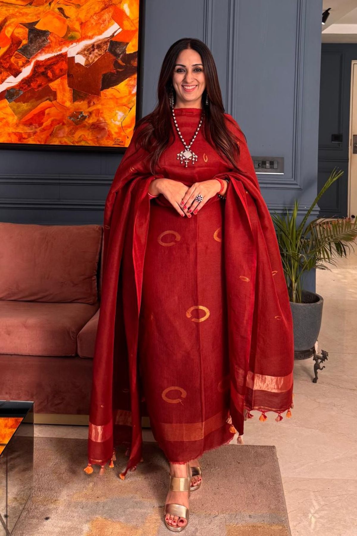 Jayshree Linen kurta Dupatta Set