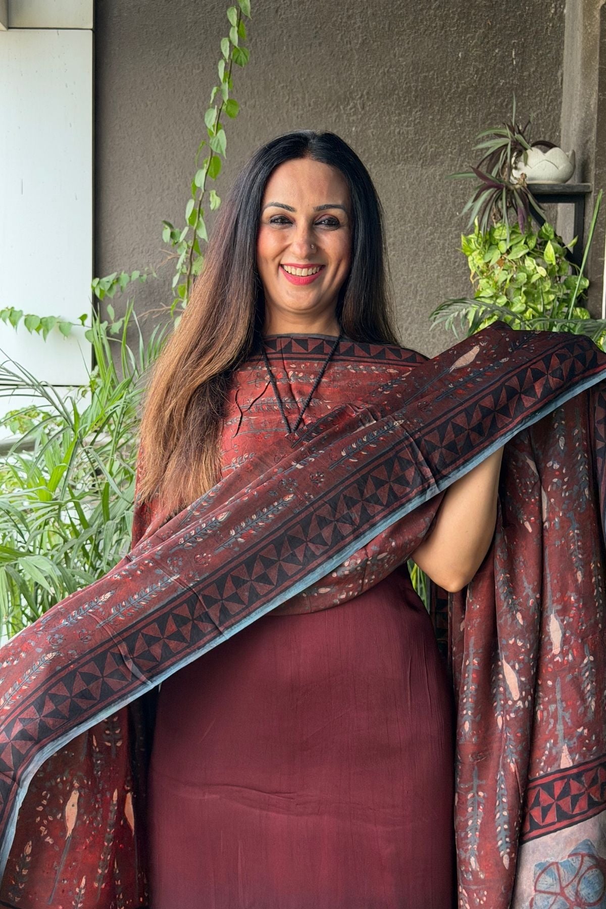 Ombré dyed modal kurta fabric with vegetable Handblock dyed dupatta!!