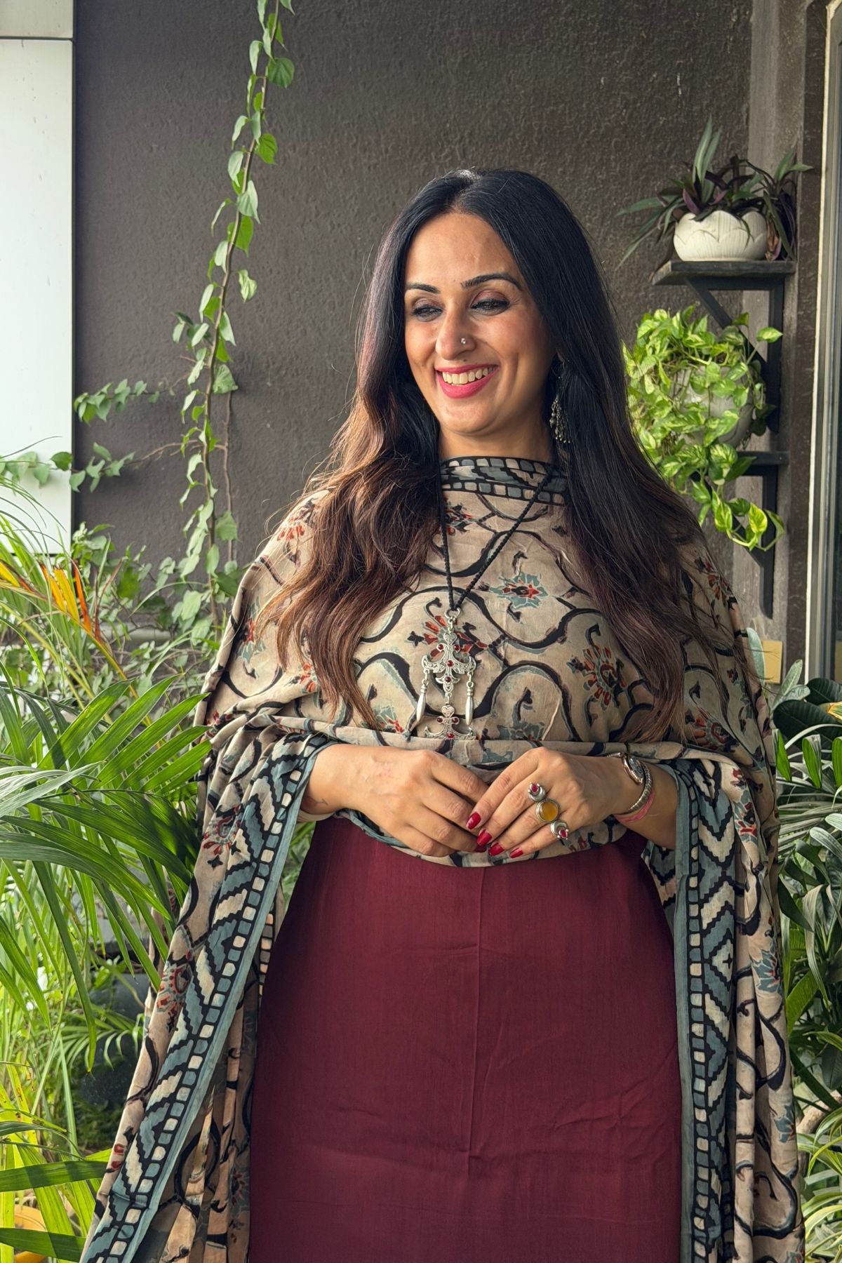 Ombré dyed modal kurta fabric with vegetable Handblock dyed dupatta!!