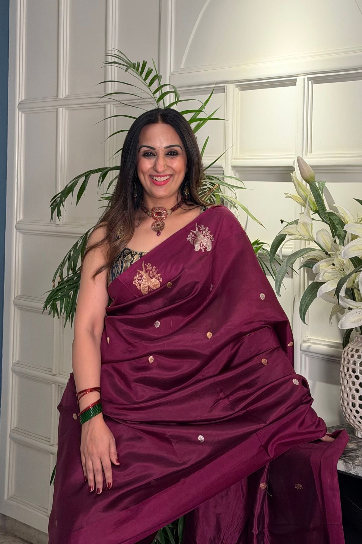 Handwoven Banarasi weave Pure raw mango silk saree with blouse!!