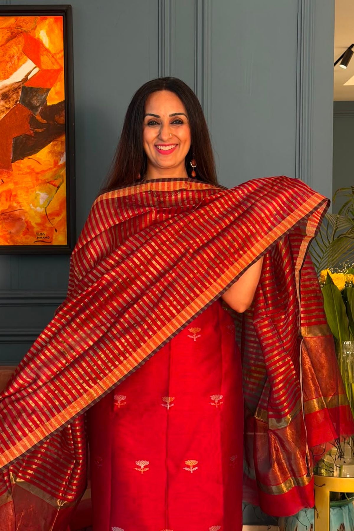 Handloom Maheshwari silk by cotton kurta dupatta sets!!