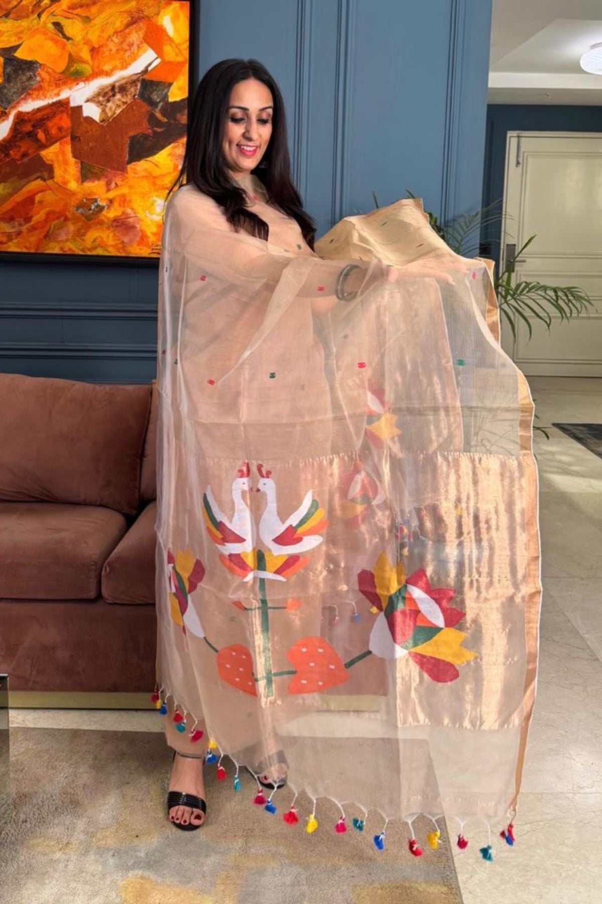 Muslin sets with Paithani inspired Jamdani work