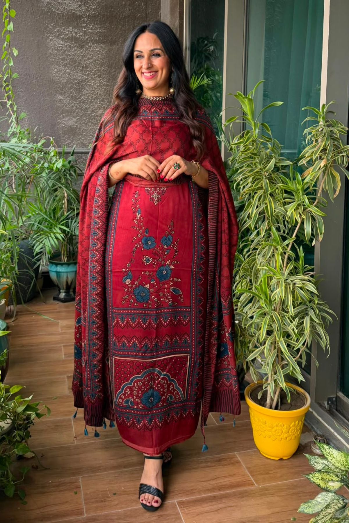 Ajrakh Modal Kurta Dupatta Set